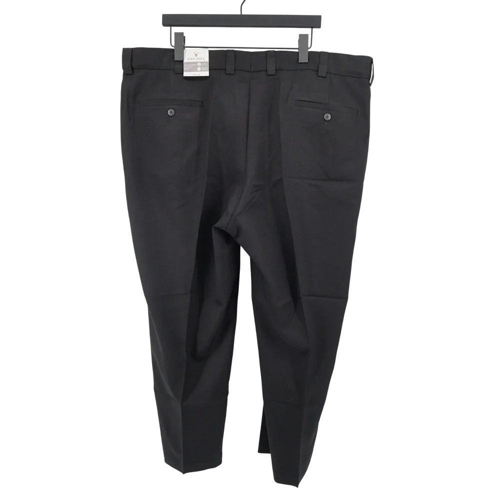 NEW Oak Hill Mens‎ Black Microfiber Pleated Dress Pants 46x28 Wrinkle Resistant